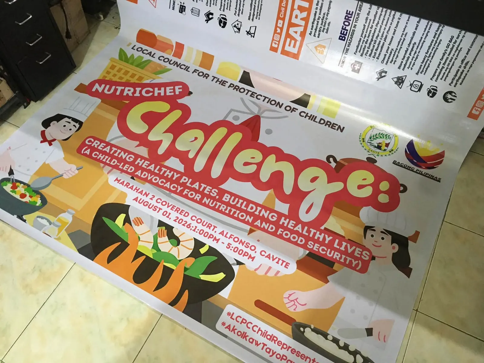 Colorful event tarpaulin for a nutrition program in Alfonso
